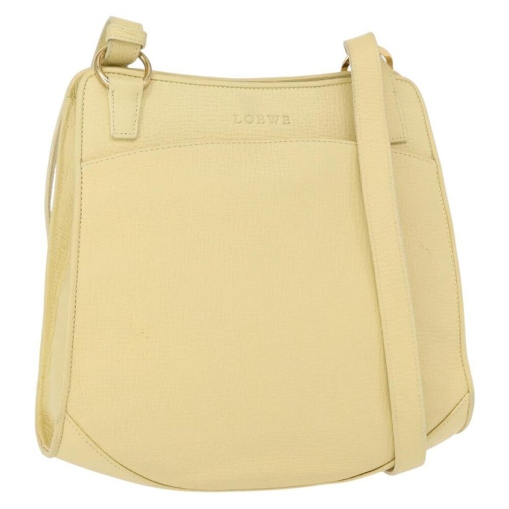 Authentic LOEWE Shoulder Bag Leather Yellow Gold